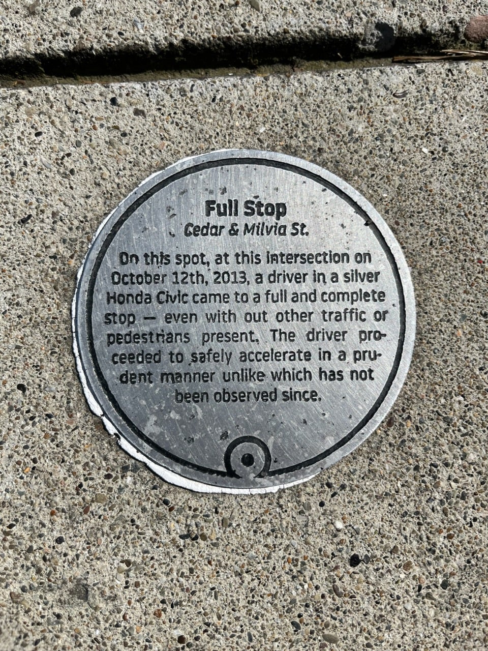 Closeup photo of plaque